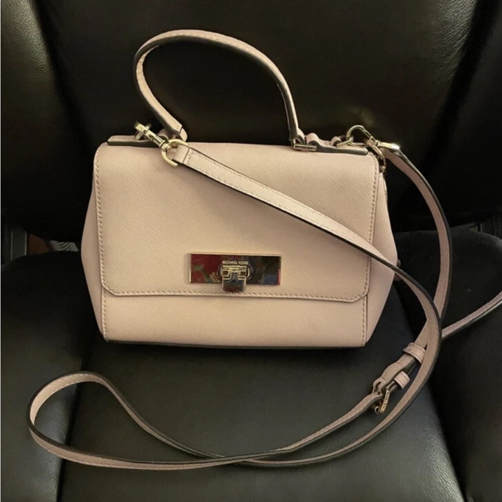 Michael Kors Pale Pink Leather Top-Handle Satchel with Gold Hardware - Picture 4 of 5